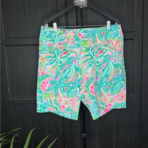 Lilly Pulitzer Tropical Print Bermuda Shorts - Aqua, Pink & Lime